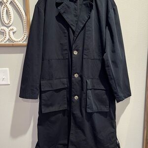 MODE OF ONE Black Relaxed Fit Lightweight TRENCH COAT Side Zip